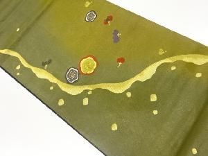 引箔曲線に花々模様織出し袋帯